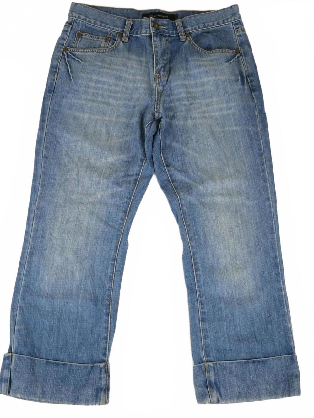 Calvin Klein Light Blue Cropped Jeans with Cuffed Hem Size 8